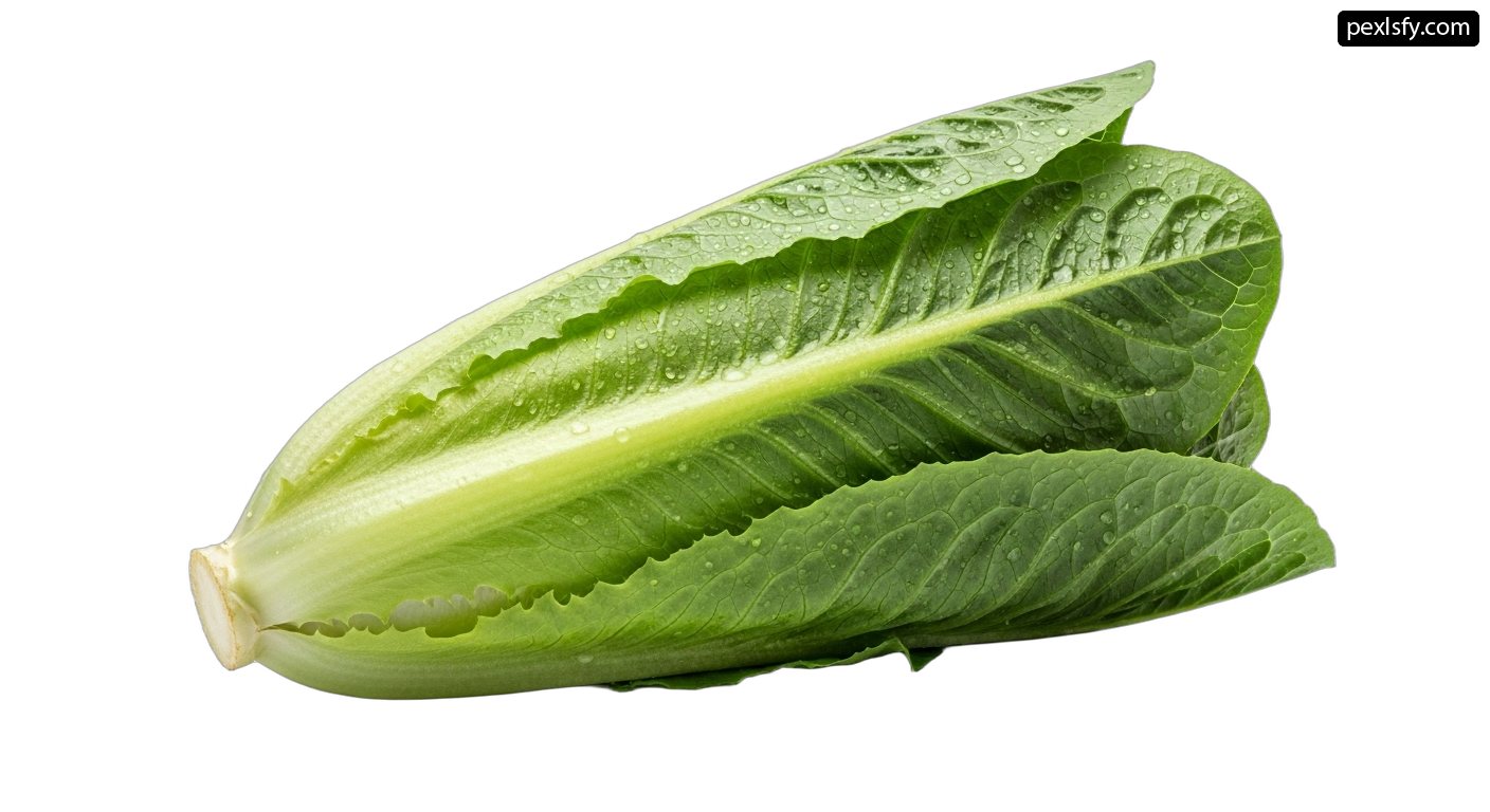 Head of romaine lettuce on a white background png transparent background