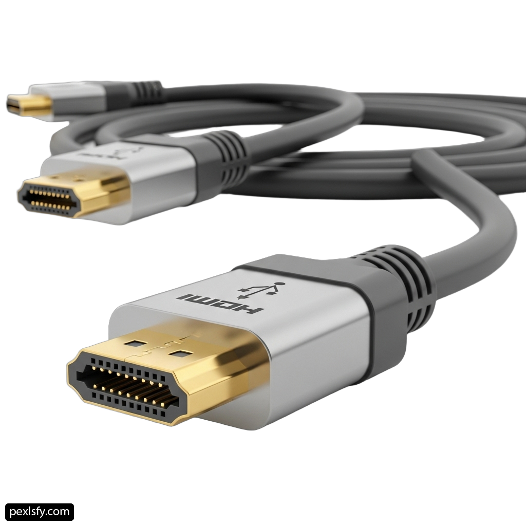 High speed HDMI cable on a white background png transparent background