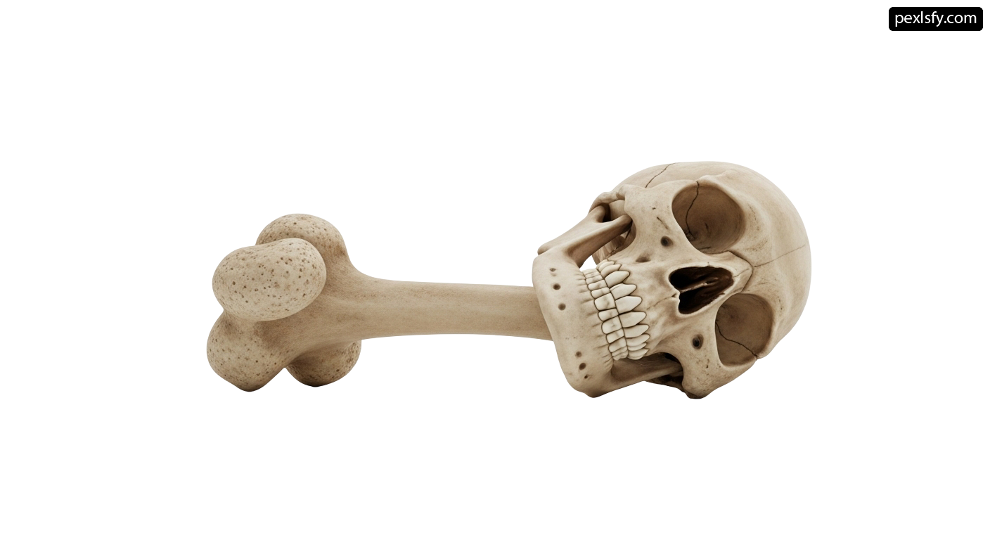 Human skull and bone on a white background png transparent background