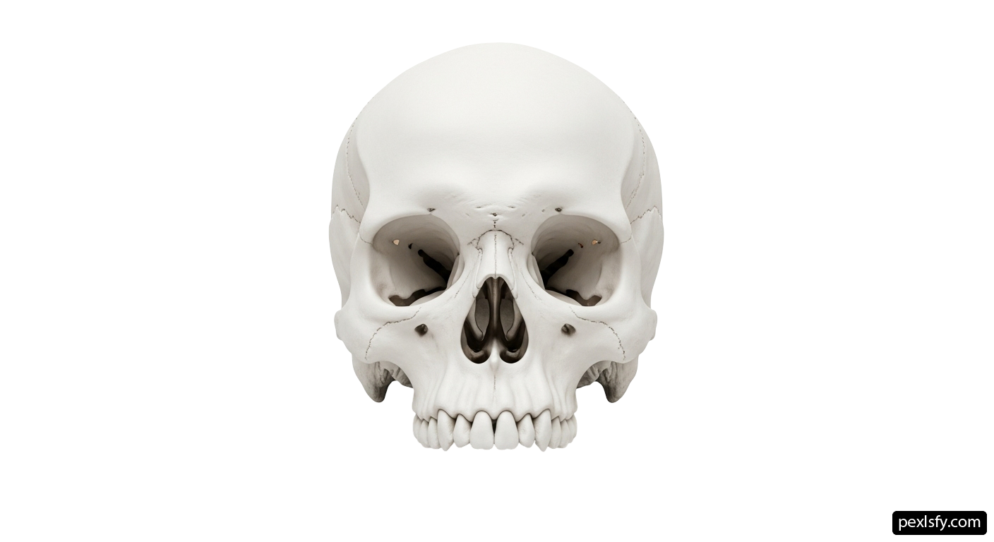 Human skull on a white background png transparent background