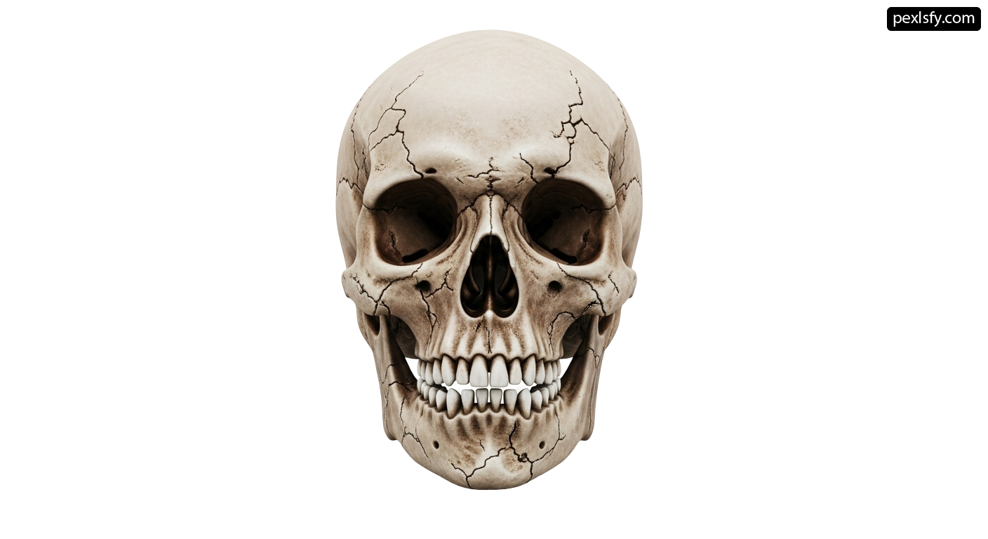 Human skull on a white background png transparent background
