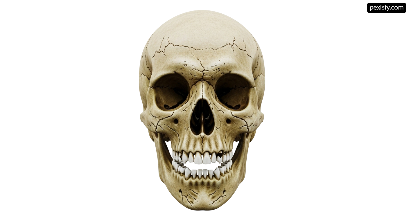Human skull on a white background png transparent background