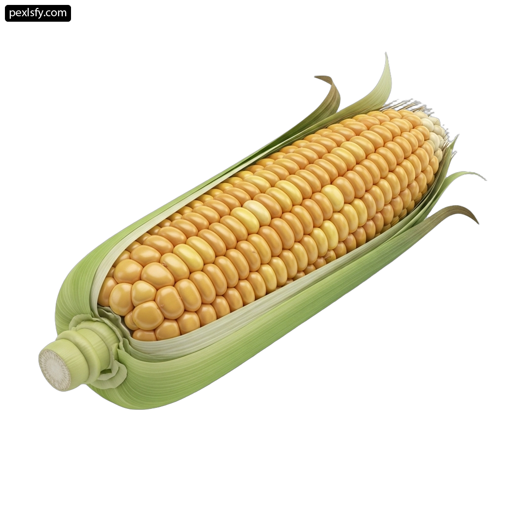 Illustration of an ear of corn on a white background png transparent background