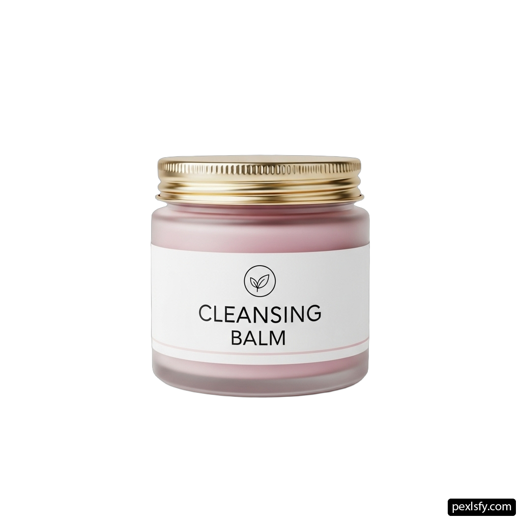 Jar of cleansing balm on a white background png transparent background