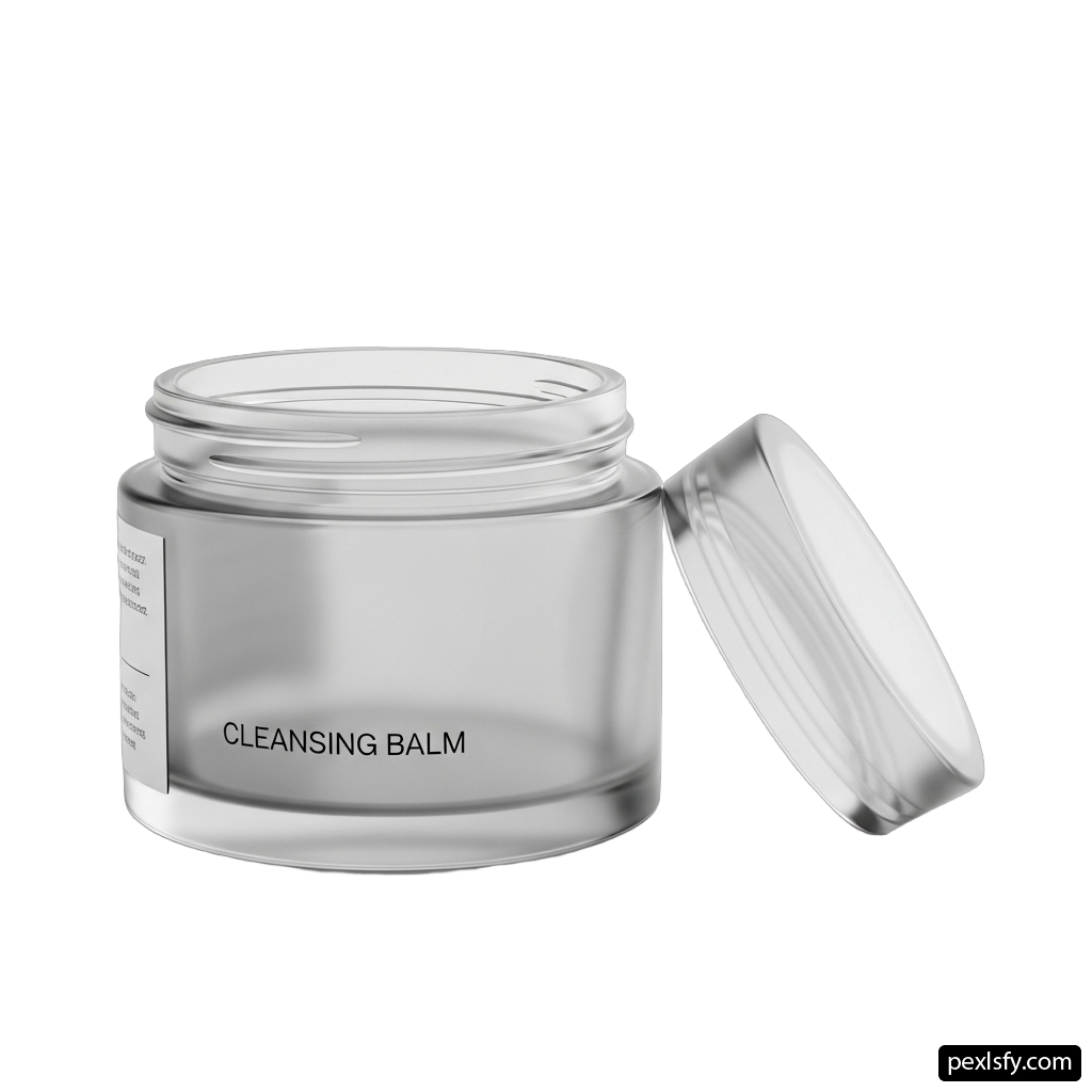 Jar of cleansing balm on a white background png transparent background