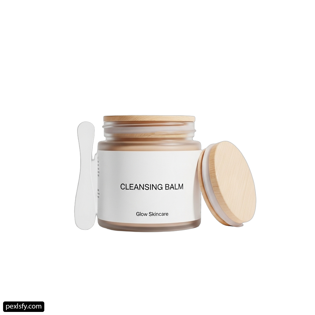 Jar of cleansing balm on a white background png transparent background