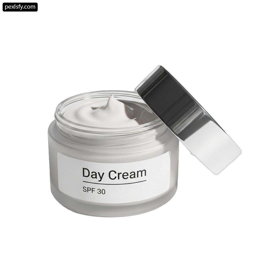 Jar of day cream on a white background png transparent background