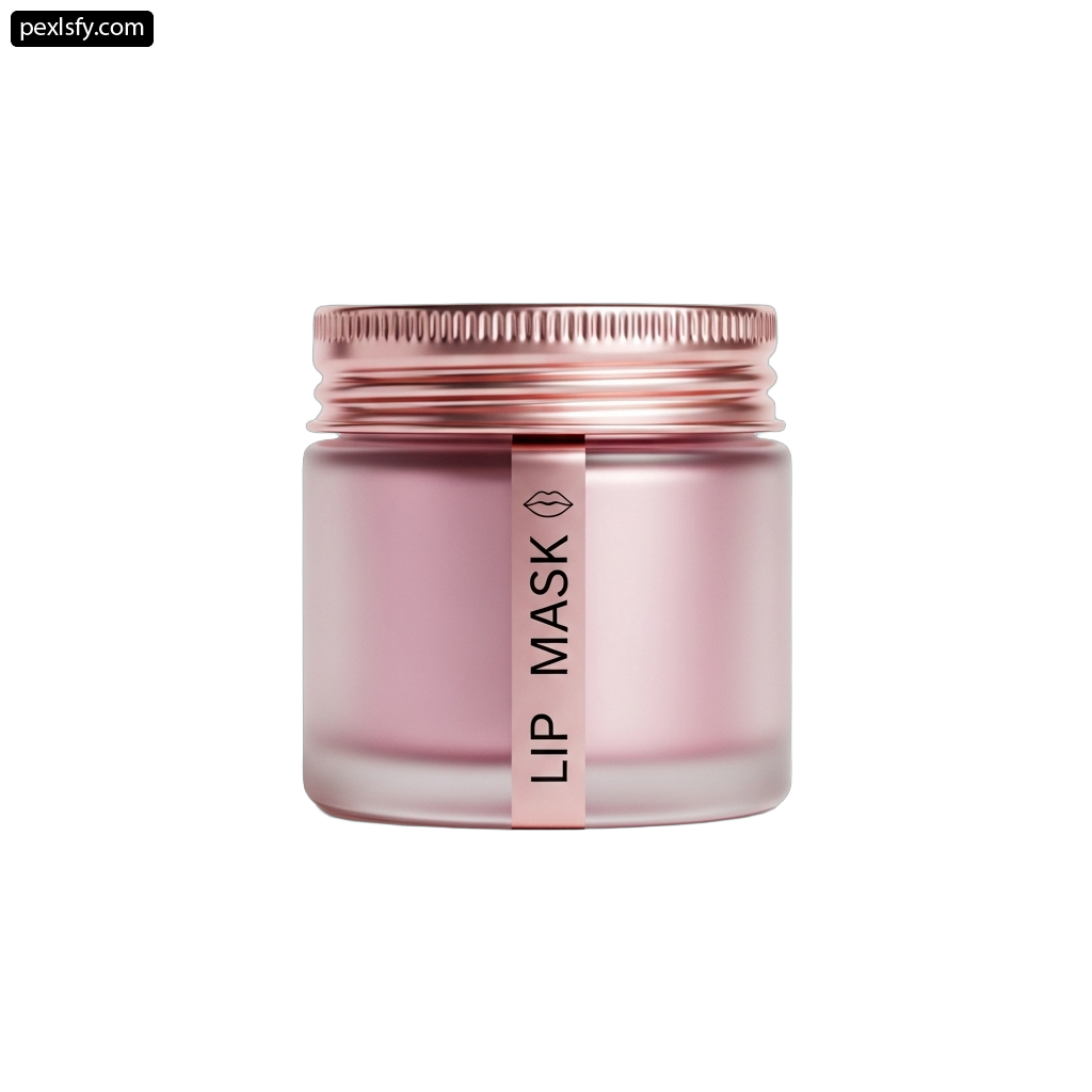 Jar of lip mask on a white background png transparent background