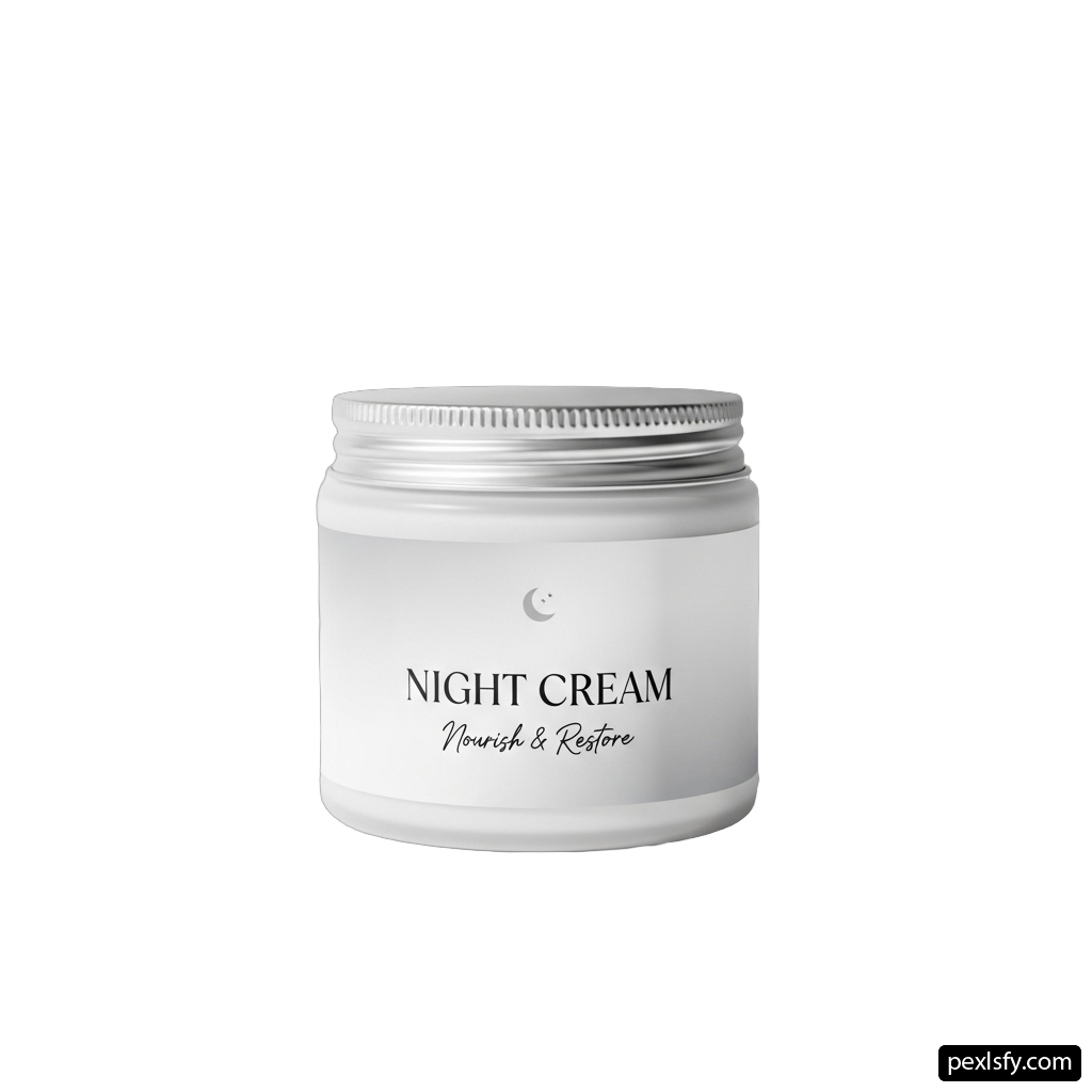Jar of night cream on a white background png transparent background