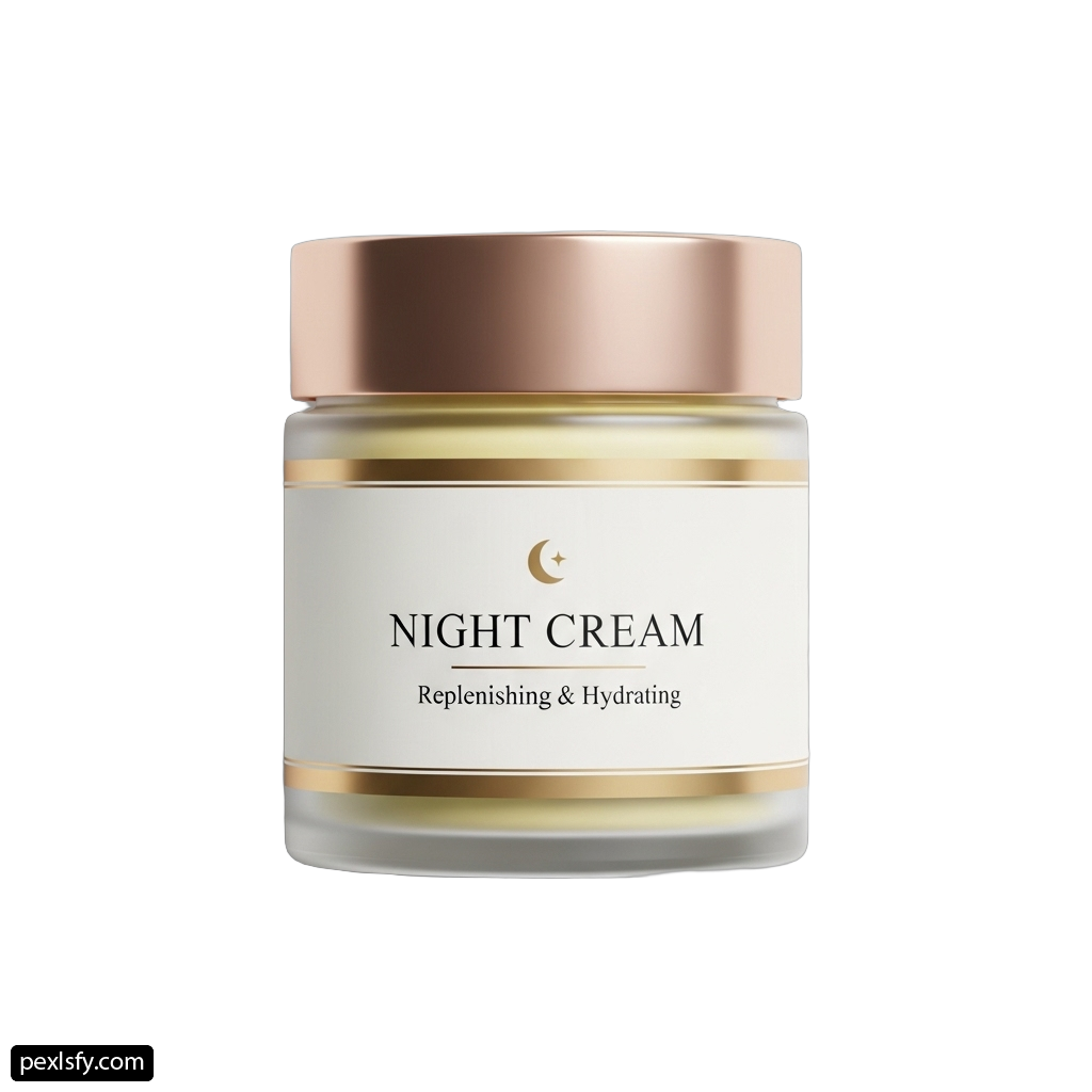 Jar of night cream on a white background png transparent background
