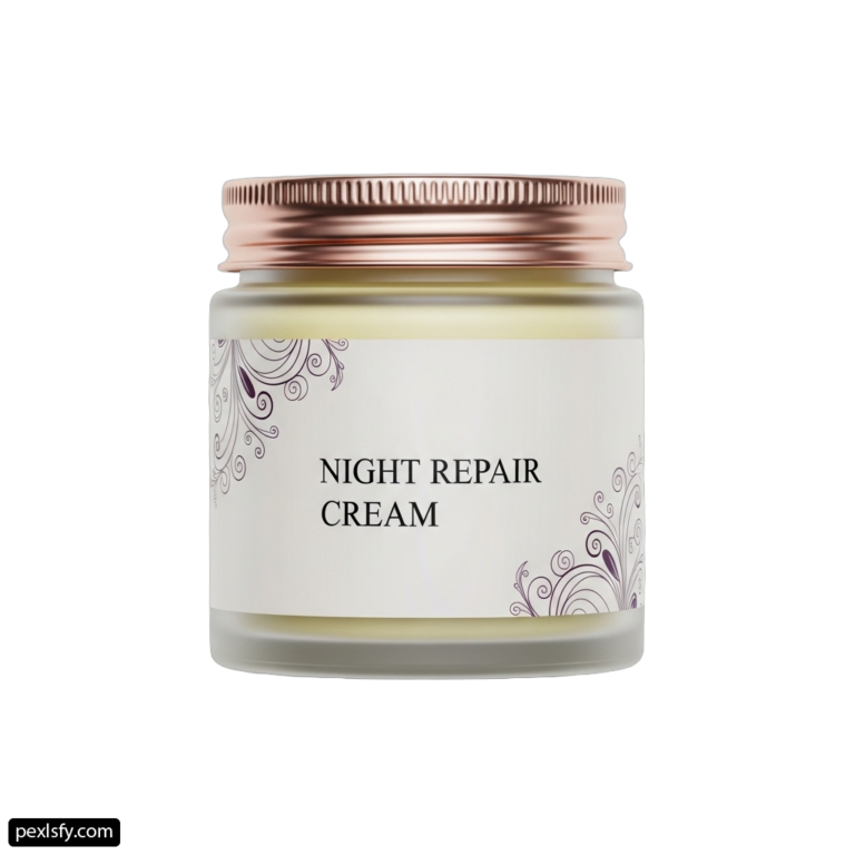 Jar of night repair cream on a white background png transparent background