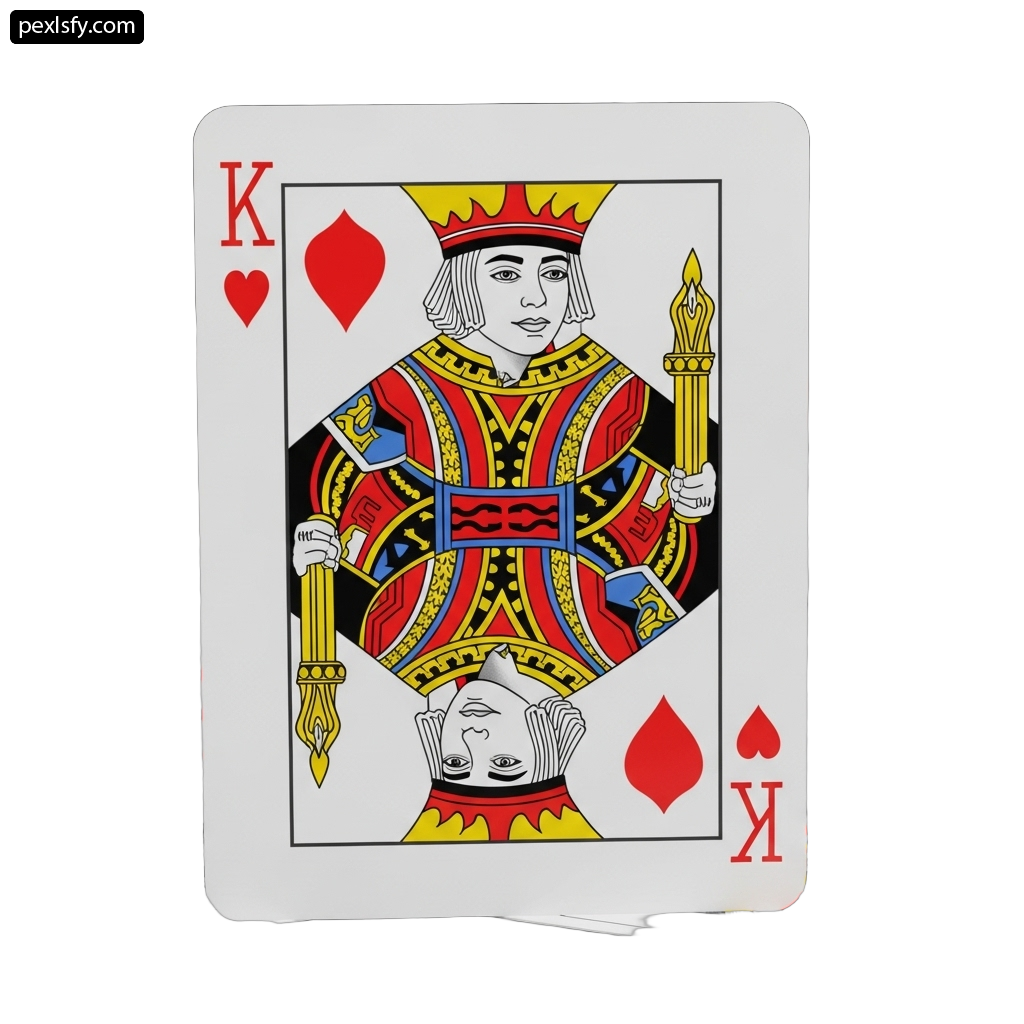 King of hearts playing card on a white background png transparent background