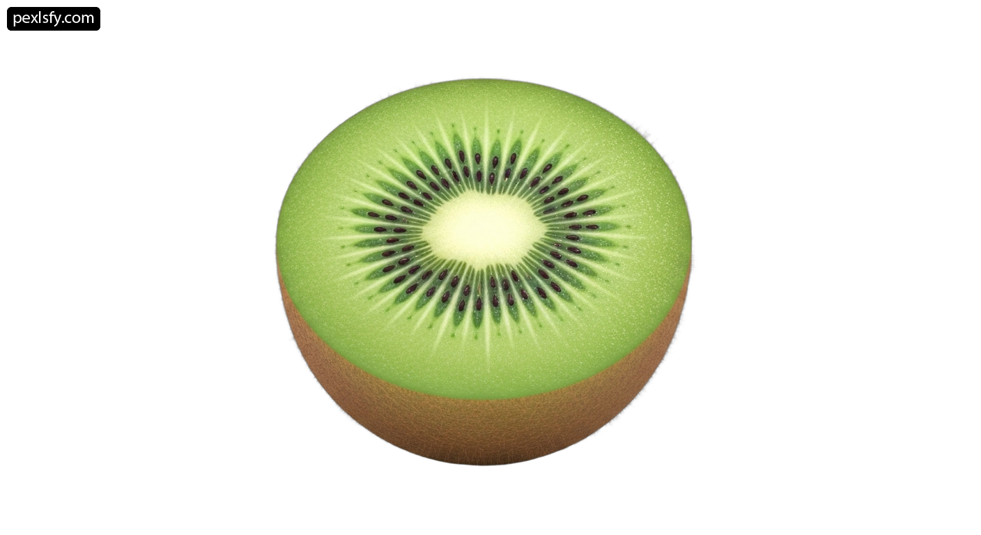 Kiwi cut in half on a white background png transparent background