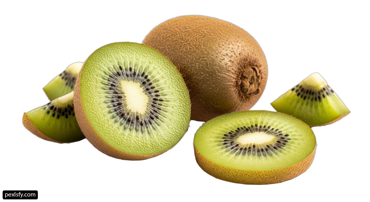 Kiwi cut in half on a white background png transparent background