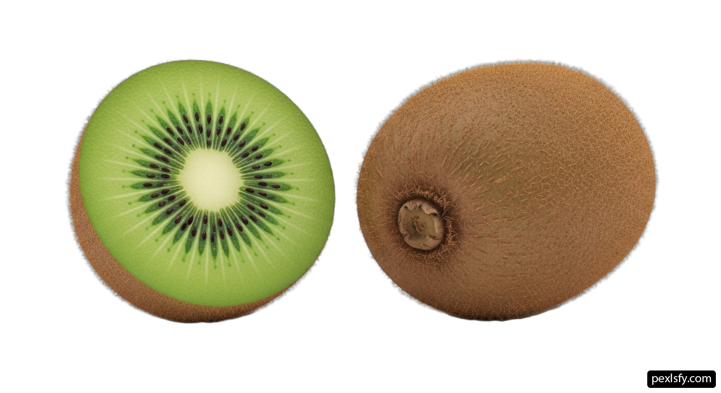 Kiwi cut in half on a white background png transparent background