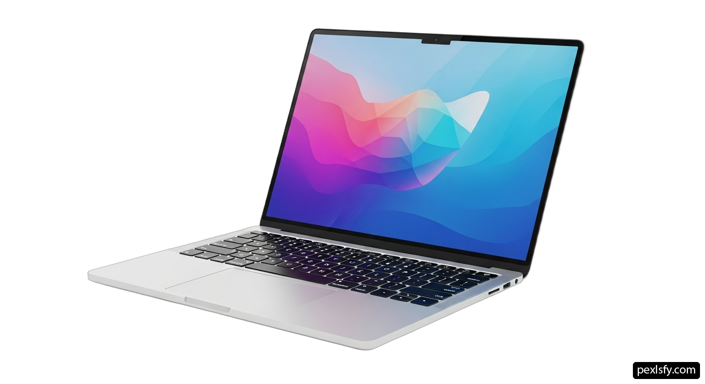 Laptop computer sitting on top of a white surface png transparent background
