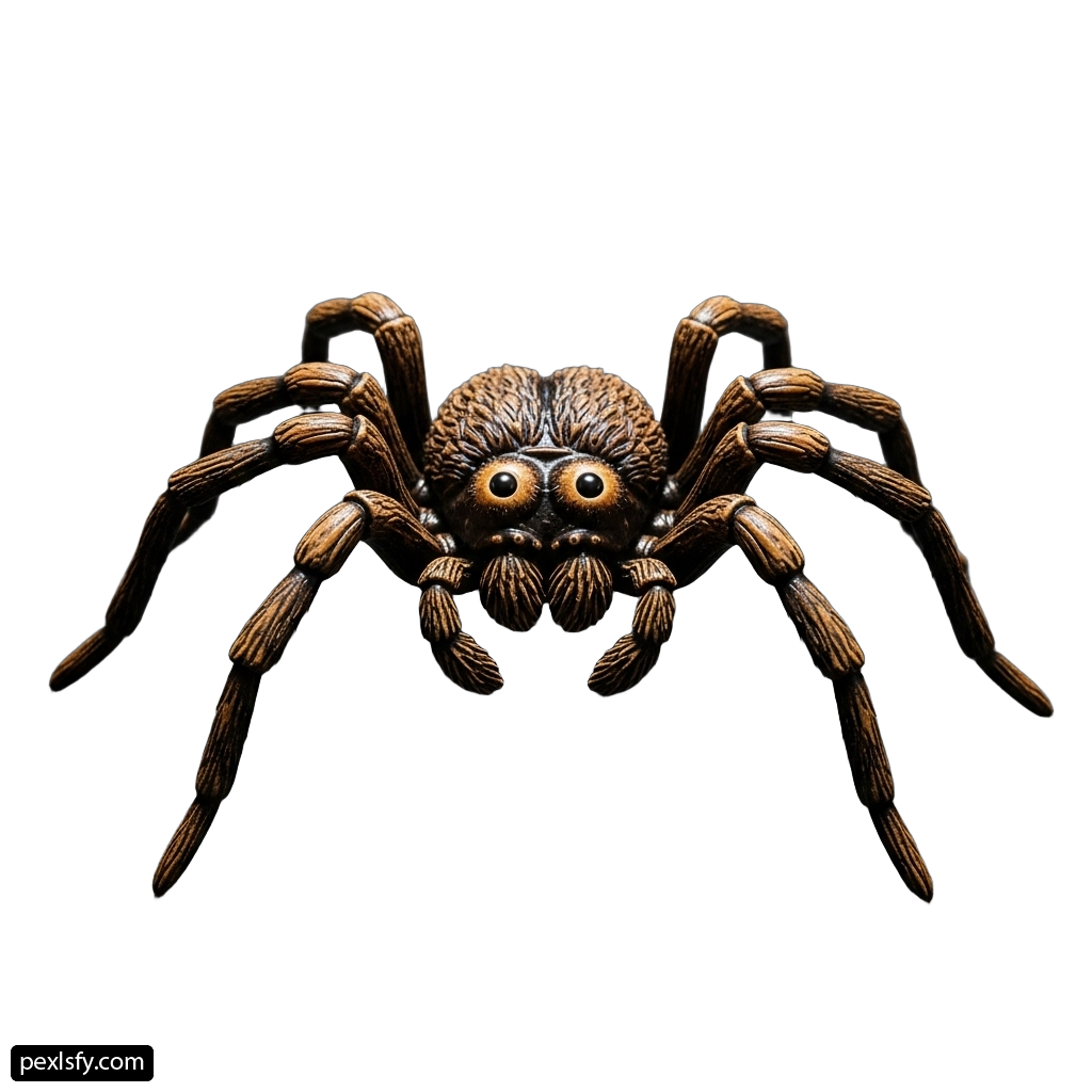 Large brown spider on a white background png transparent background