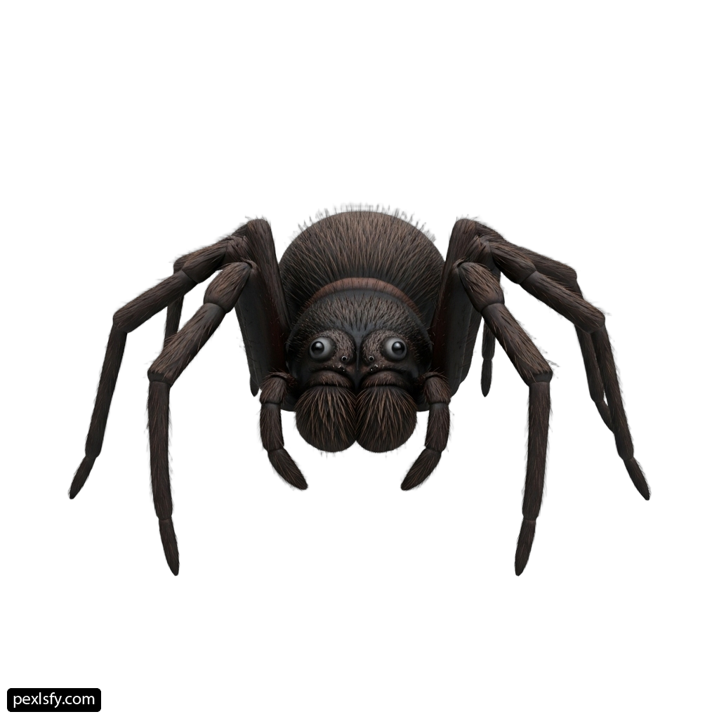 Large brown spider on a white background png transparent background