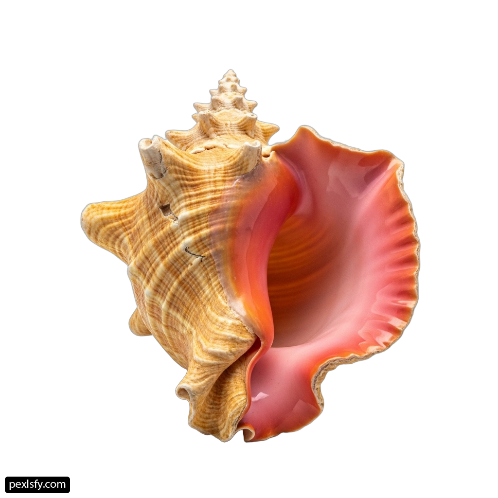 Large conch shell on a white background png transparent background