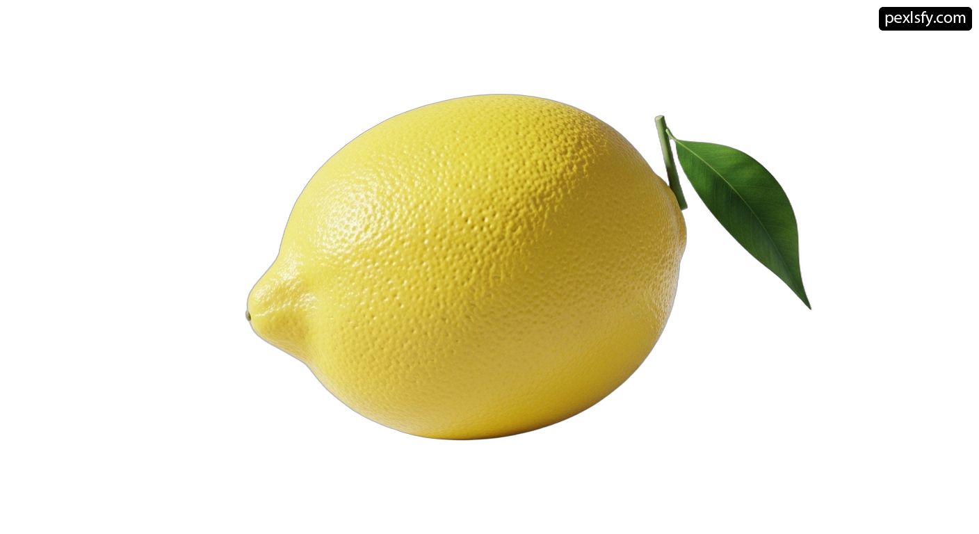 Lemon with a green leaf on a white background png transparent background
