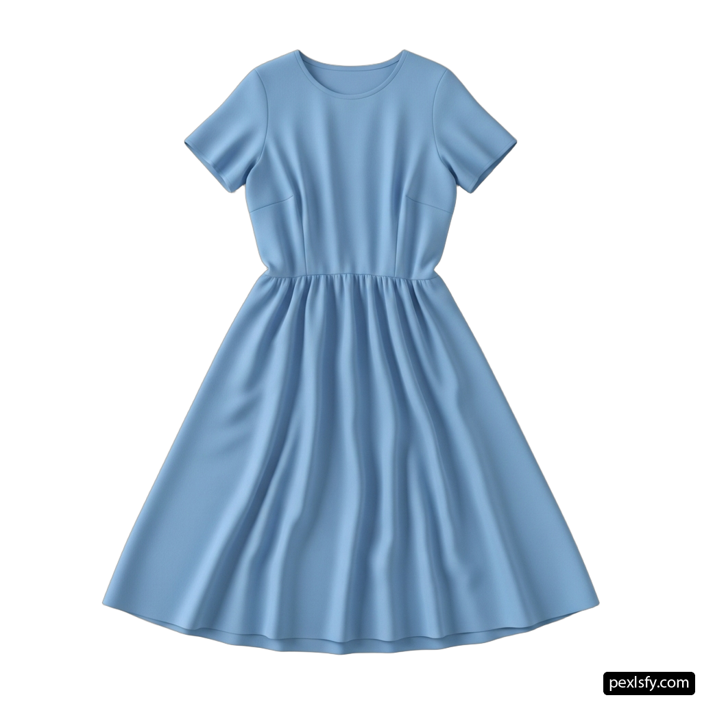 Light blue dress on a white background png transparent background