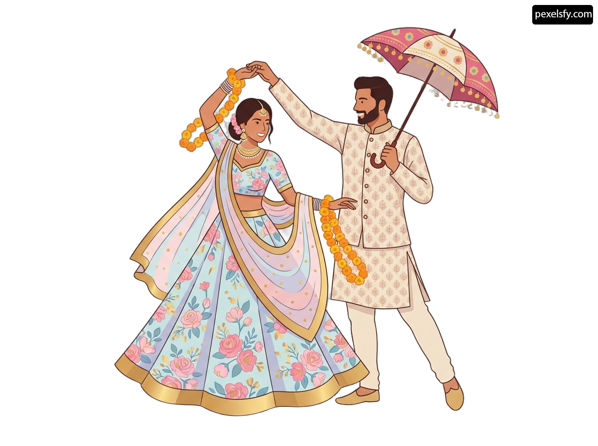 Man and a woman dancing under an umbrella png transparent background
