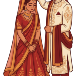 Man and a woman dressed in traditional indian clothing png transparent background