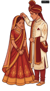 Man and a woman dressed in traditional indian clothing png transparent background