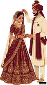 Man and a woman dressed in traditional indian clothing png transparent background