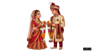 Man and a woman dressed in traditional indian clothing png transparent background