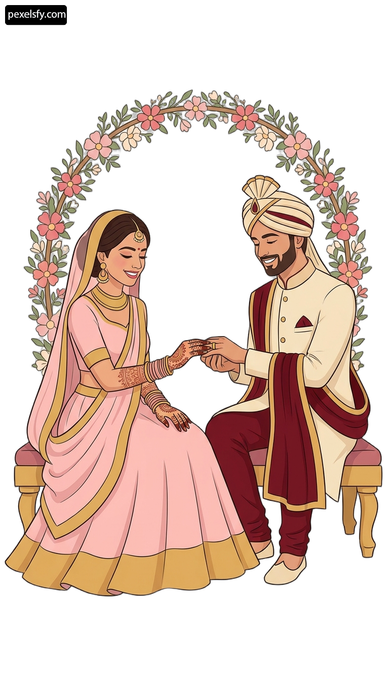 Man and a woman sitting on a bench in front of a wreath png transparent background