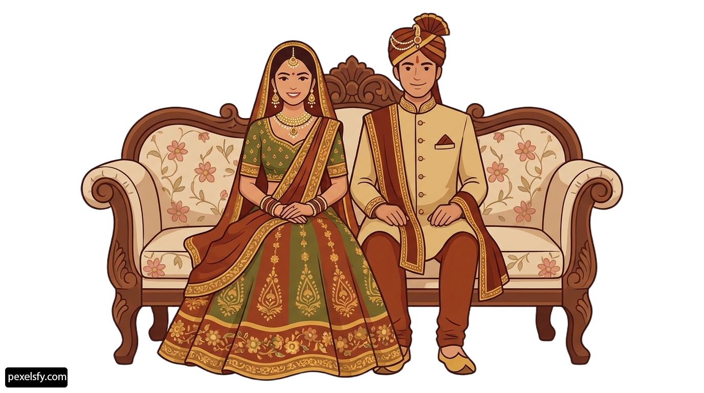 Man and a woman sitting on a couch png transparent background