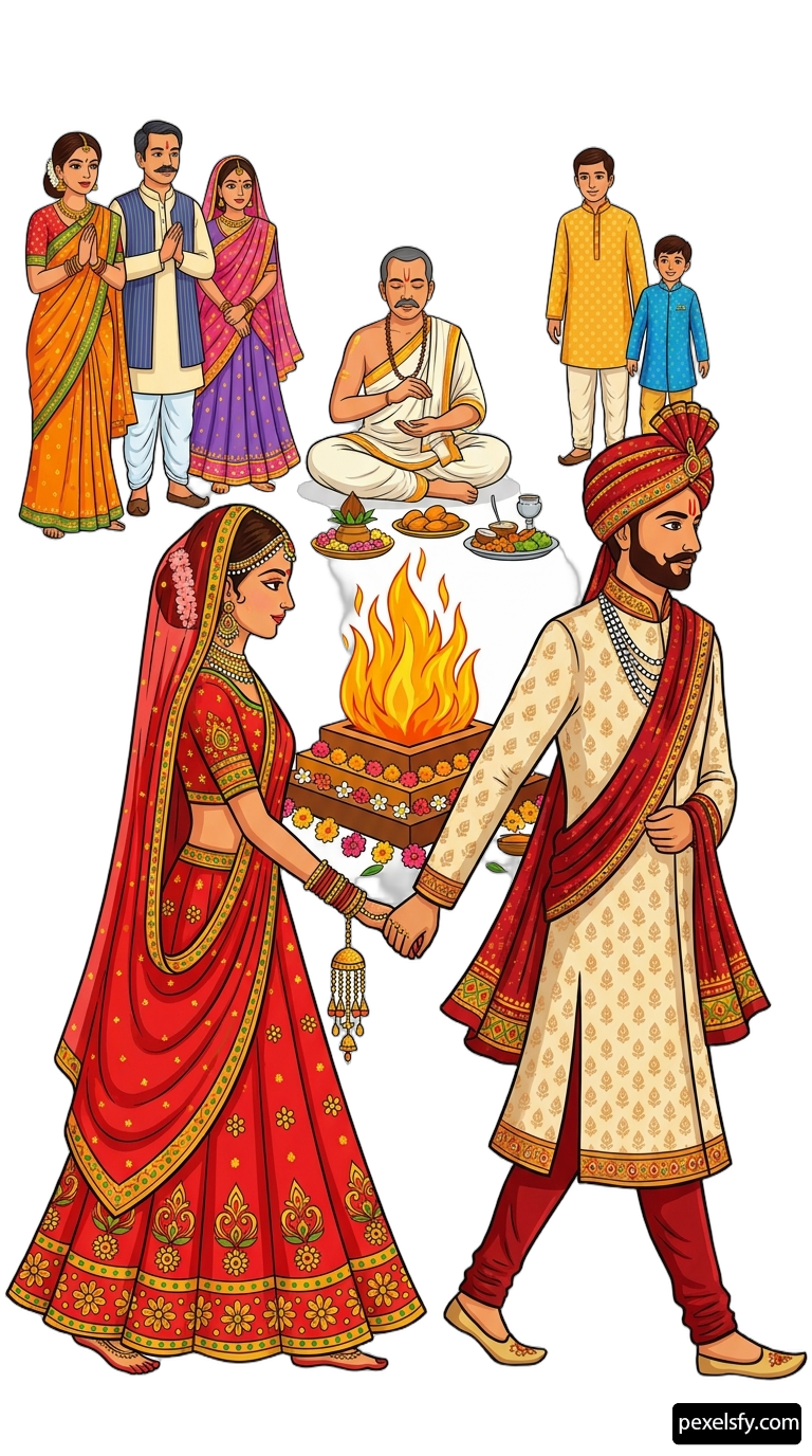 Man and woman holding hands in front of a fire png transparent background