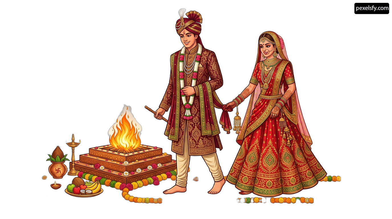 Man and woman standing next to each other near a fire png transparent background