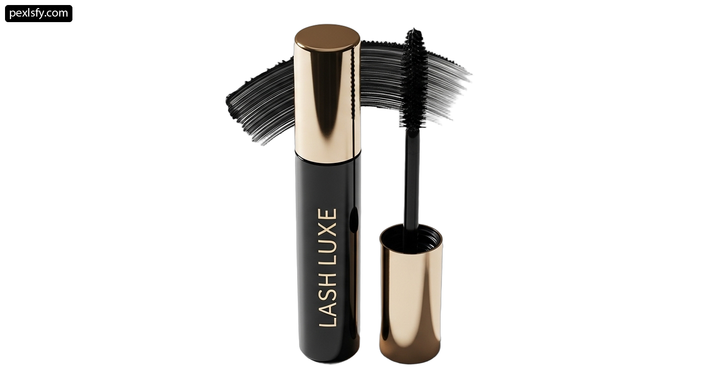 Mascara with a black brush on top of it png transparent background