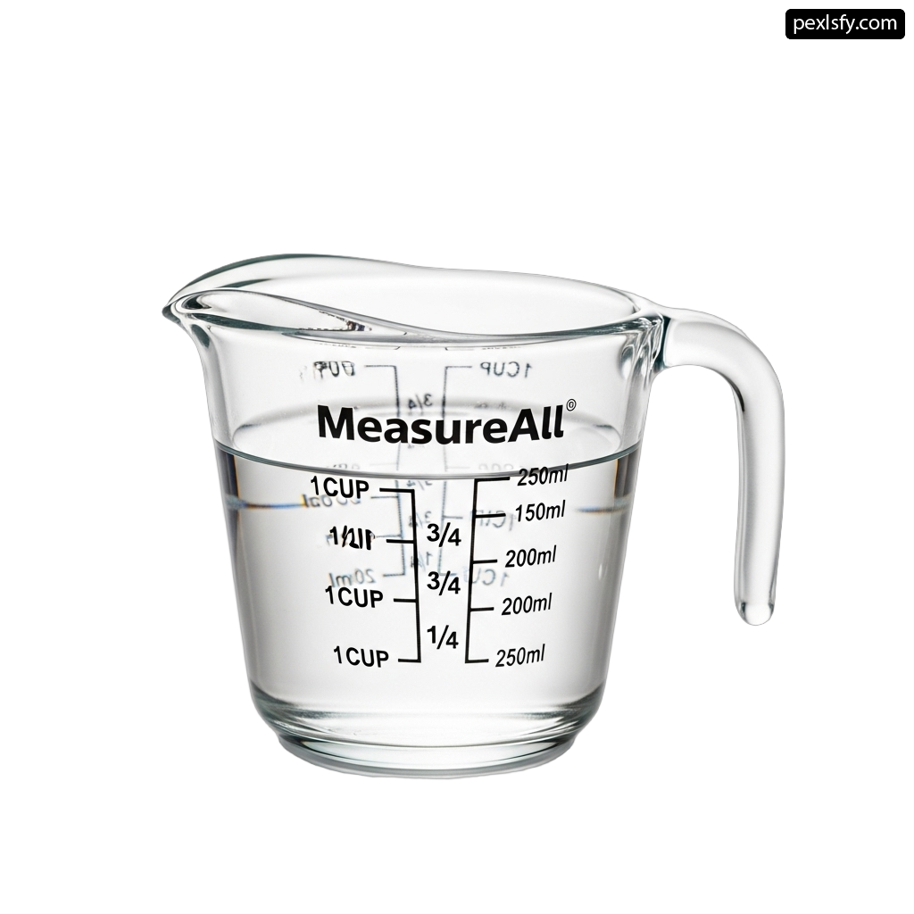 Measuring cup with a measuring scale on it png transparent background
