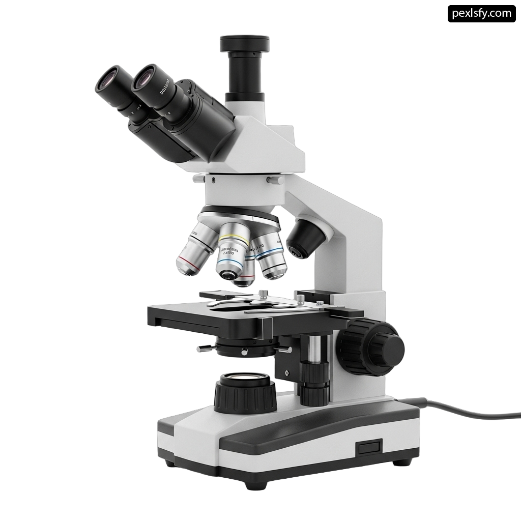 Microscope on a white background with a cable png transparent background