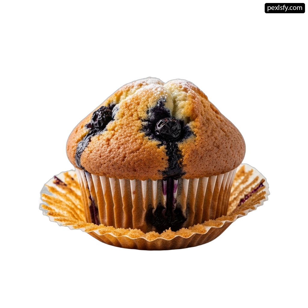Muffin with blueberries on top of it png transparent background
