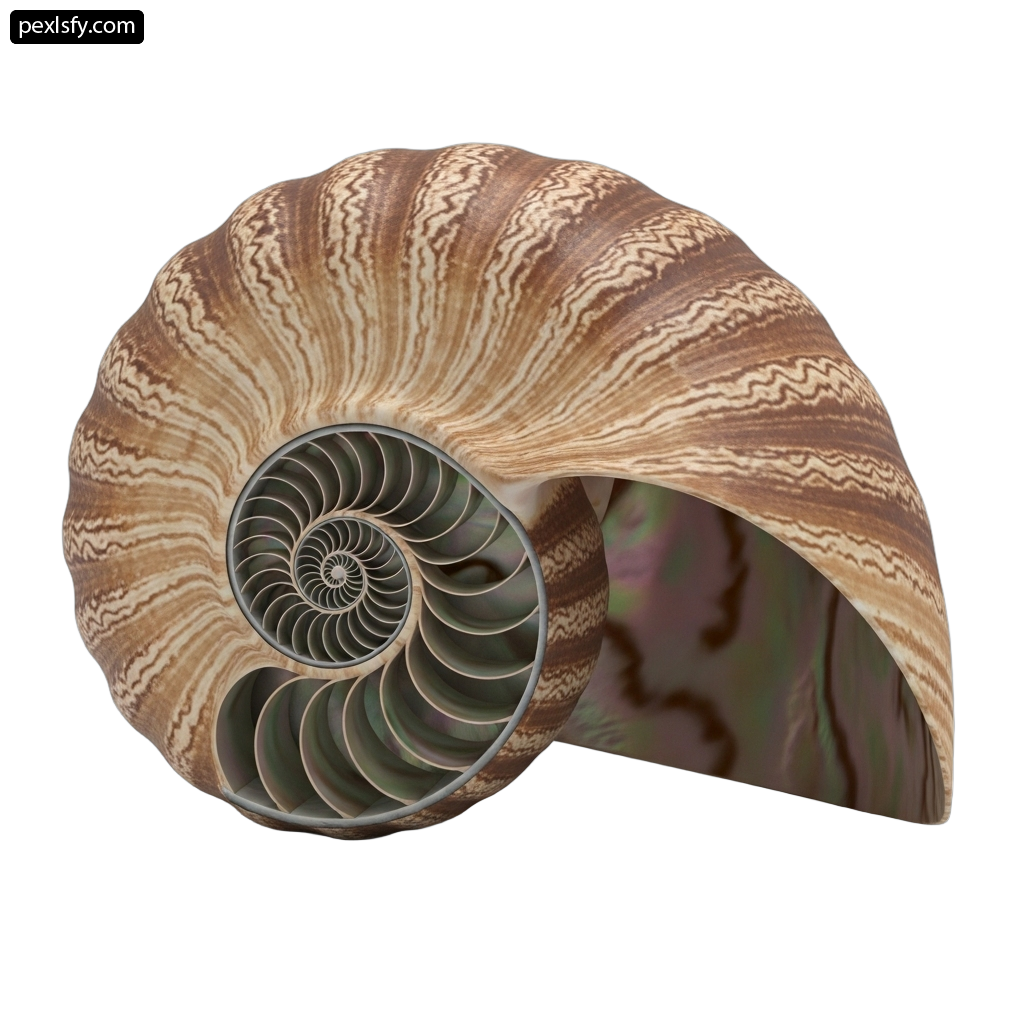 Nautilus shell on a white background png transparent background