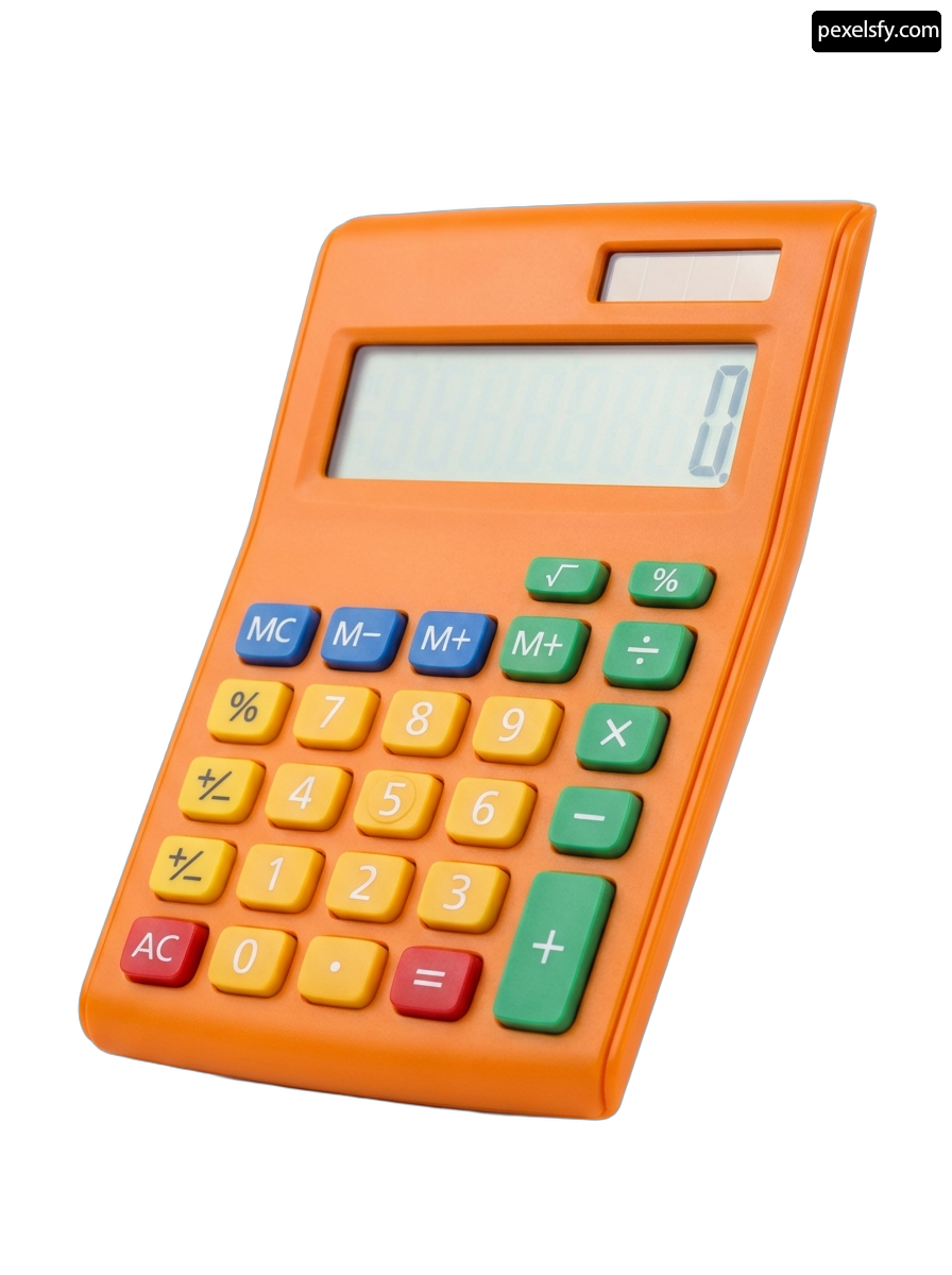 Orange calculator on a white background png transparent background