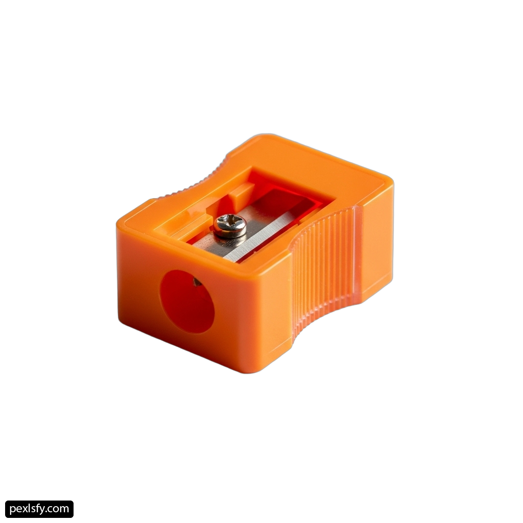 Orange pencil sharpener on a white background png transparent background