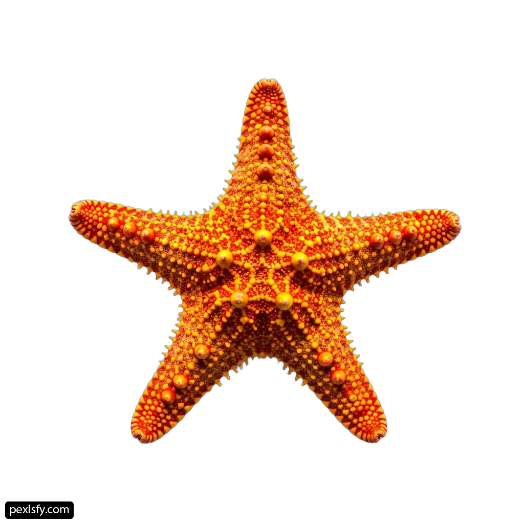 Orange starfish on a white background png transparent background