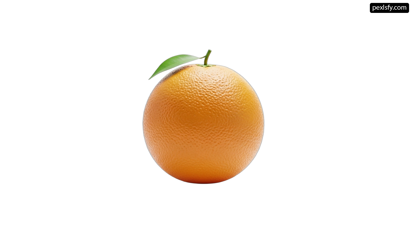 Orange with a green leaf on top of it png transparent background
