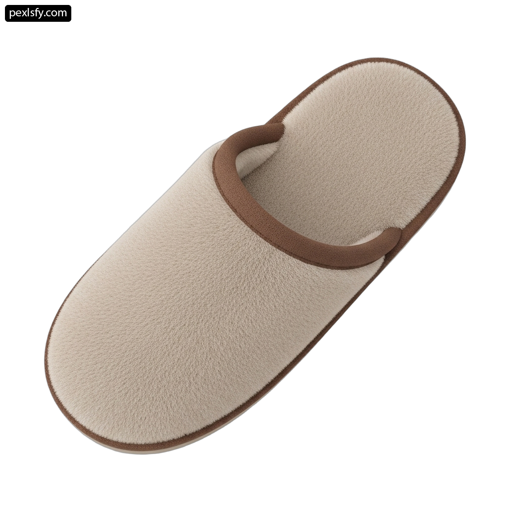 Pair of beige slippers on a white background png transparent background