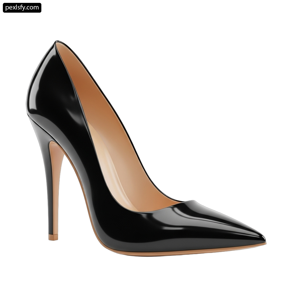 Pair of black high heels on a white background png transparent background