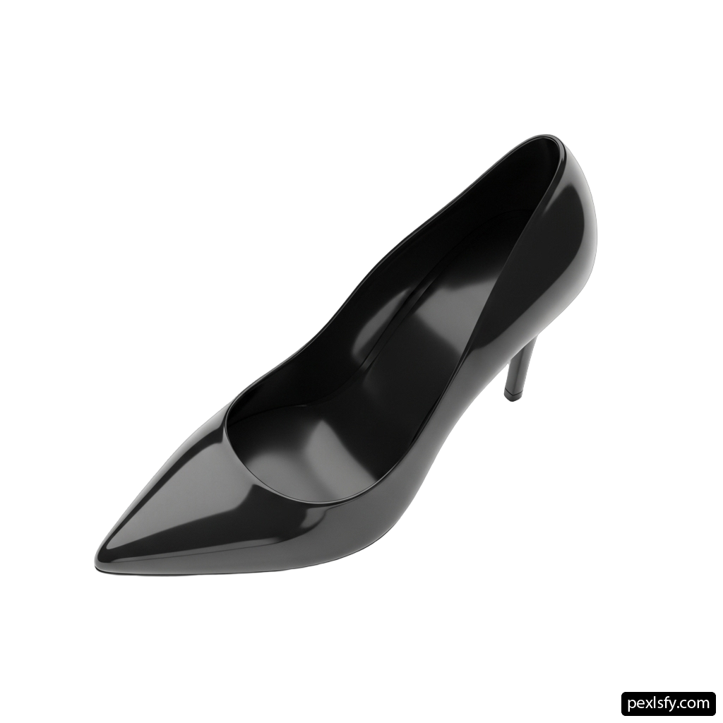 Pair of black high heels on a white background png transparent background