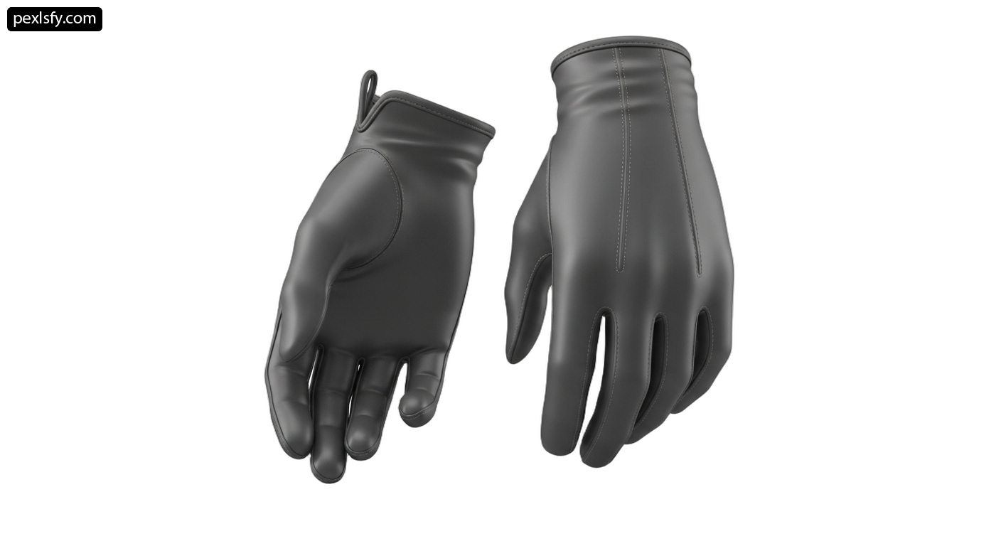 Pair of black leather gloves on a white background png transparent background