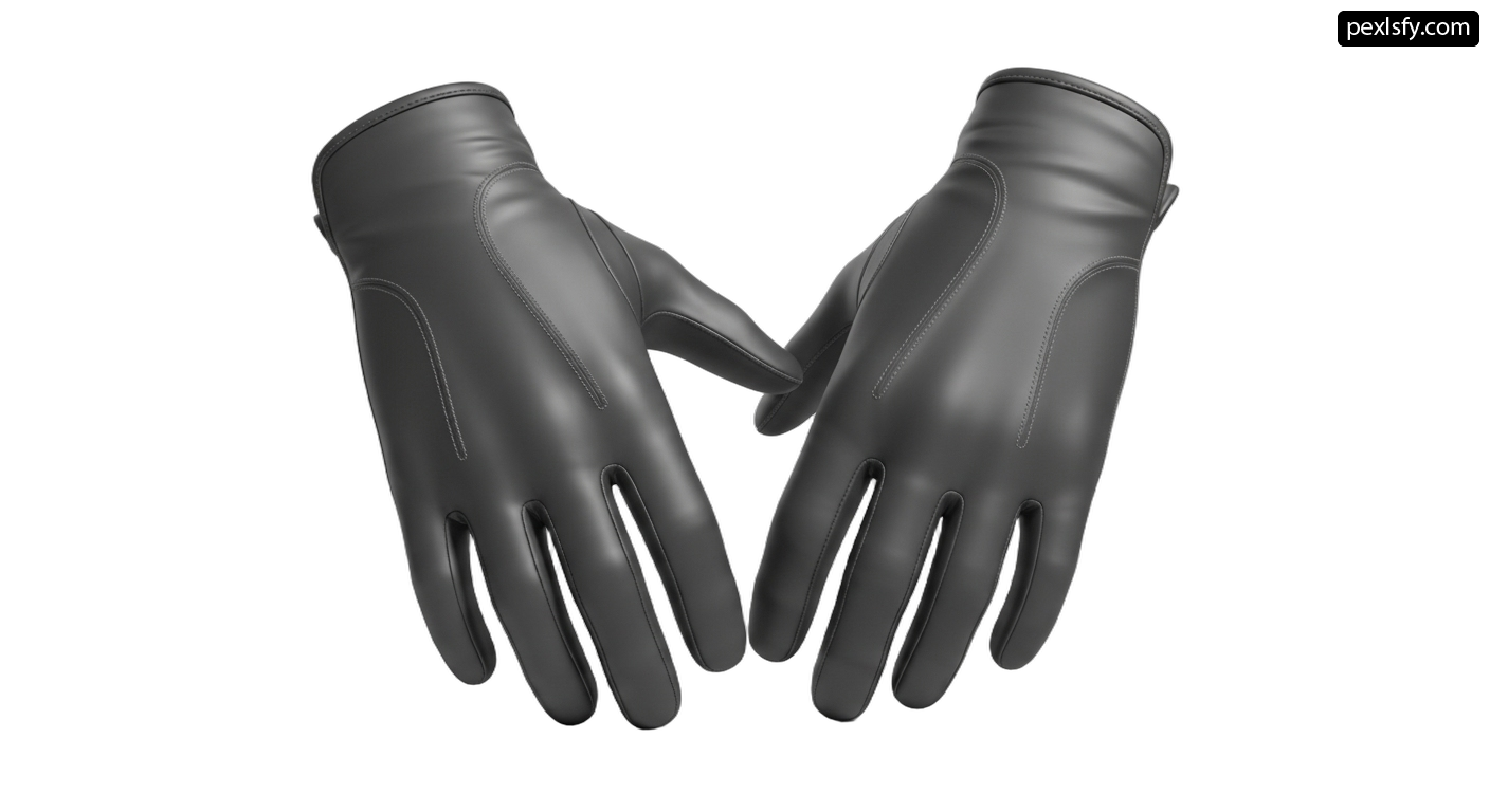 Pair of black leather gloves on a white background png transparent background