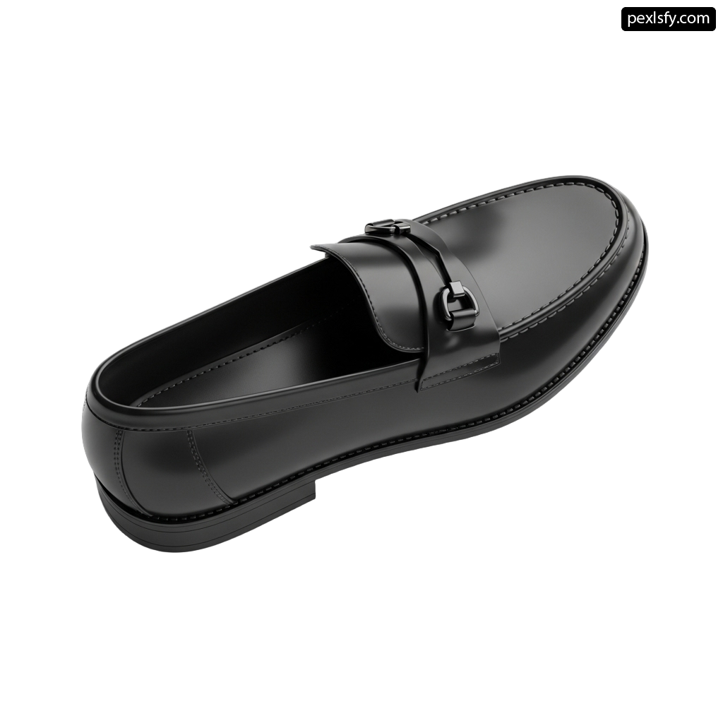 Pair of black loafers on a white background png transparent background