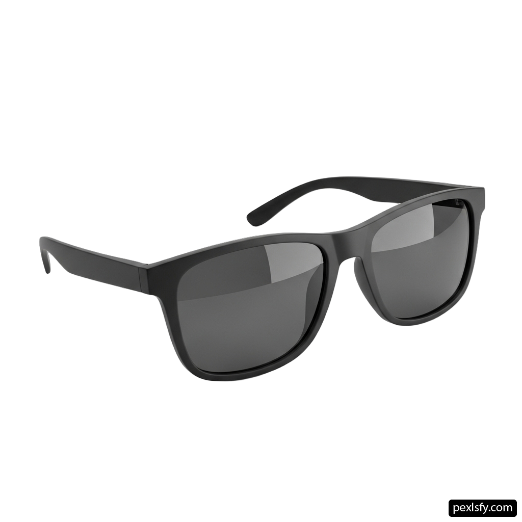 Pair of black sunglasses on a white background png transparent background